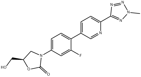 (आर)-3-(3-फ्लोरो-4-(6-(2-मिथाइल-2एच-टेट्राजोल-5-वाईएल)पाइरिडिन-3-वाईएल)फिनाइल)-5-(हाइड्रॉक्सीमिथाइल)ऑक्साज़ोलिडिन-2-एक