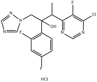3-(6-क्लोरो-5-फ्लोरोपाइरीमिडिन-4-वाईएल)-2-(2,4-डिफ्लुओरोफेनिल)-1-(1H-1,2,4-ट्रायज़ोल-1-वाईएल)ब्यूटेन-2-ओएल हाइड्रोक्लोराइड