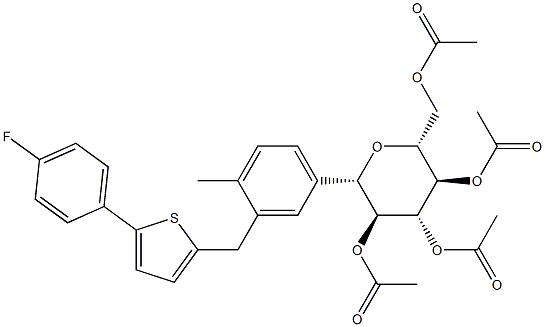 डी-ग्लुसीटोल, 1,5-एनहाइड्रो-1-सी-[3-[[5-(4-फ्लोरोफेनिल)-2-थिएनिल]मिथाइल]-4-मिथाइलफेनिल]-, टेट्राएसीटेट, (1एस)- (9सीआई)