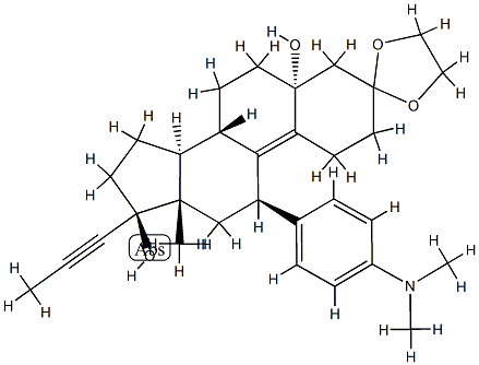 एस्ट्र-9-एन-3-वन, 11-[4-(डाइमिथाइलैमिनो)फिनाइल]-5,17-डायहाइड्रॉक्सी-17-(1-प्रोपिनिल)-, चक्रीय 1,2-एथेनेडियल एसिटल, (5ए,11बी,17बी) )-