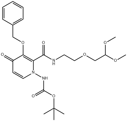 एन-[2-[[[2-(2,2-डाइमेथोक्सीथॉक्सी)एथिल]अमीनो]कार्बोनिल]-4-ऑक्सो-3-(फेनिलमेथॉक्सी)-1(4एच)-पाइरिडिनिल]-कार्बामिक एसिड 1,1-डाइमिथाइलथाइल एस्टर