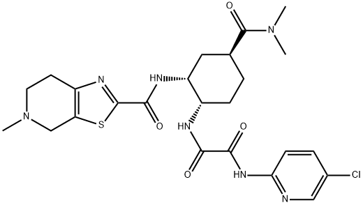 N-(5-क्लोरोपाइरिडिन-2-yl)-N'-[(1S,2R,4S)-4-[(डाइमिथाइलैमिनो)कार्बोनिल]-2-[[(5-मिथाइल-4,5,6,7- टेट्राहाइड्रोथियाज़ोलो[5,4-सी]पाइरिडिन-2-वाईएल)कार्बोनिल]एमिनो]साइक्लोहेक्सिल]एथेनडायमाइड