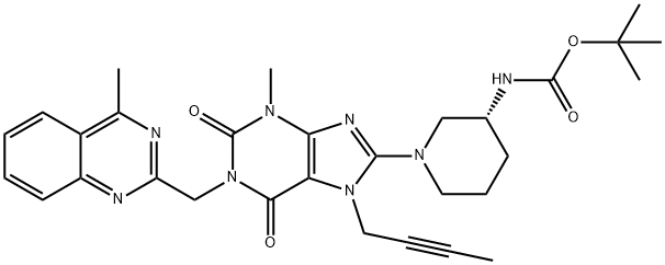 टर्ट-ब्यूटाइल((3s)-1-(7-(but-2-yn-1-yl)-3-मिथाइल-1-((4-मिथाइलक्विनाज़ोलिन-2-yl)मिथाइल)-2,6-डाइऑक्सो- 2,3,4,5,6,7-हेक्साहाइड्रो-1एच-प्यूरिन-8-वाईएल)पाइपरिडिन-3-वाईएल)कार्बामेट